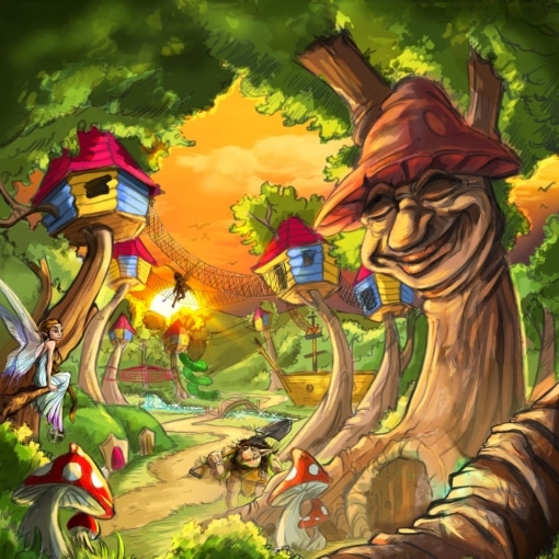 Illustration féerique du parc Le Bois des Lutins à Peypin.