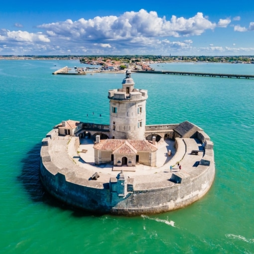 Vue aérienne du Fort Louvois à Bourcefranc-le-Chapus, entre le bassin de Marennes et l’île d’Oléron.